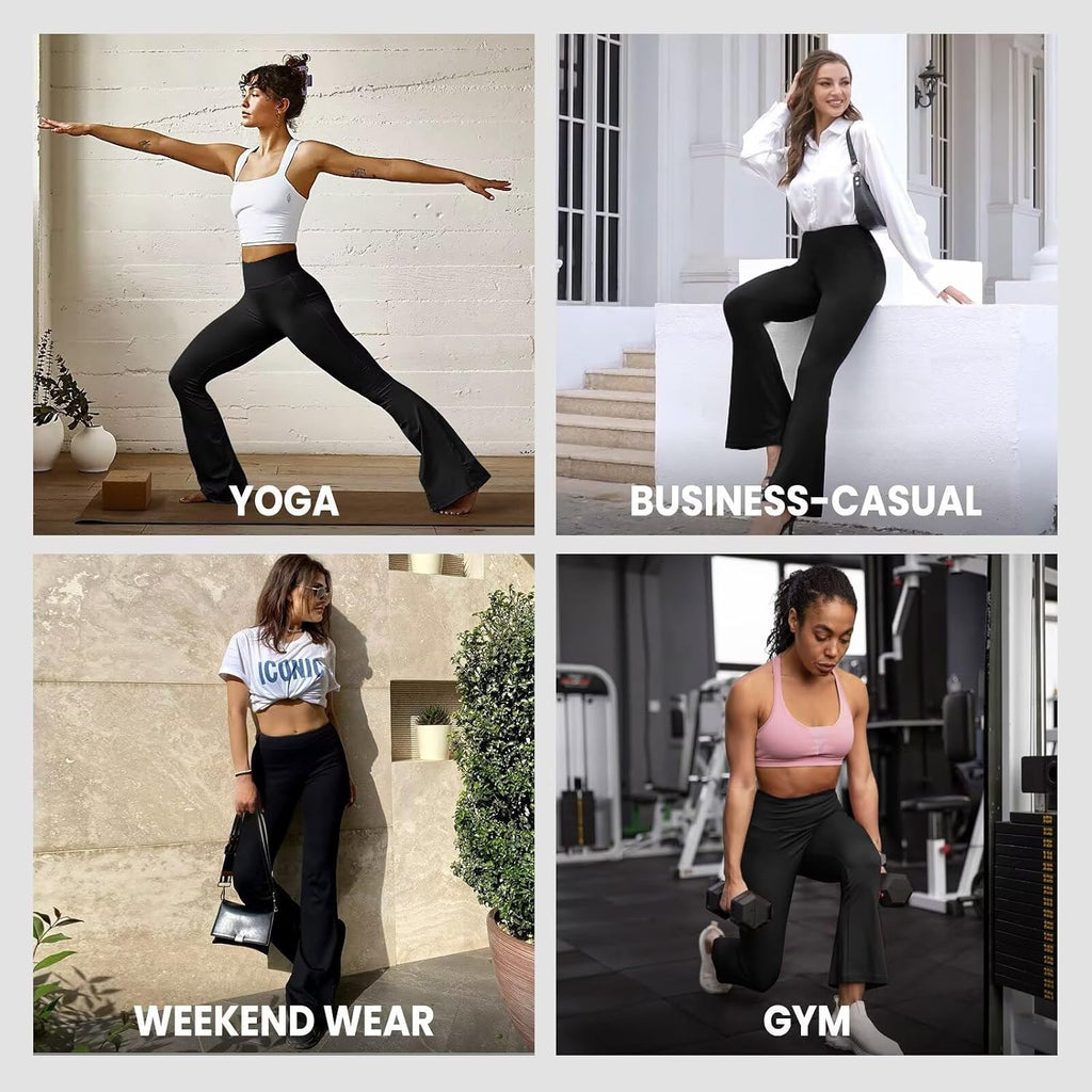 Flared Leggings Women Yoga Pants High Waisted Stretchy Trousers UK