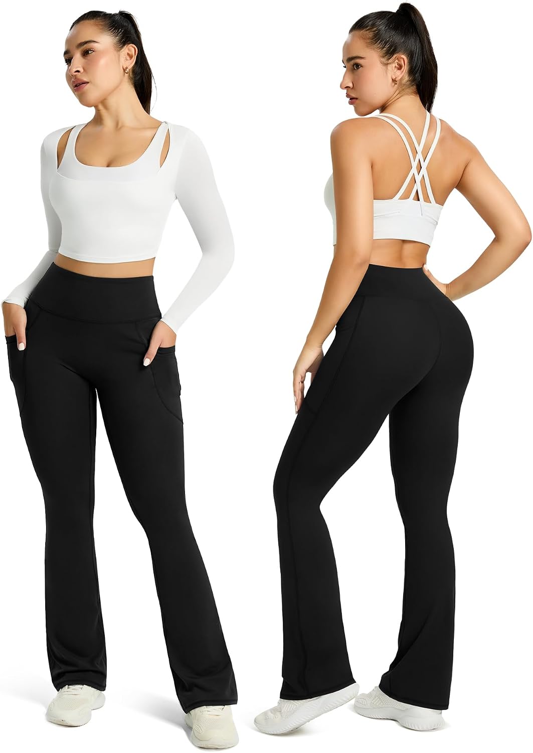 Flared Yoga Pants with Pockets