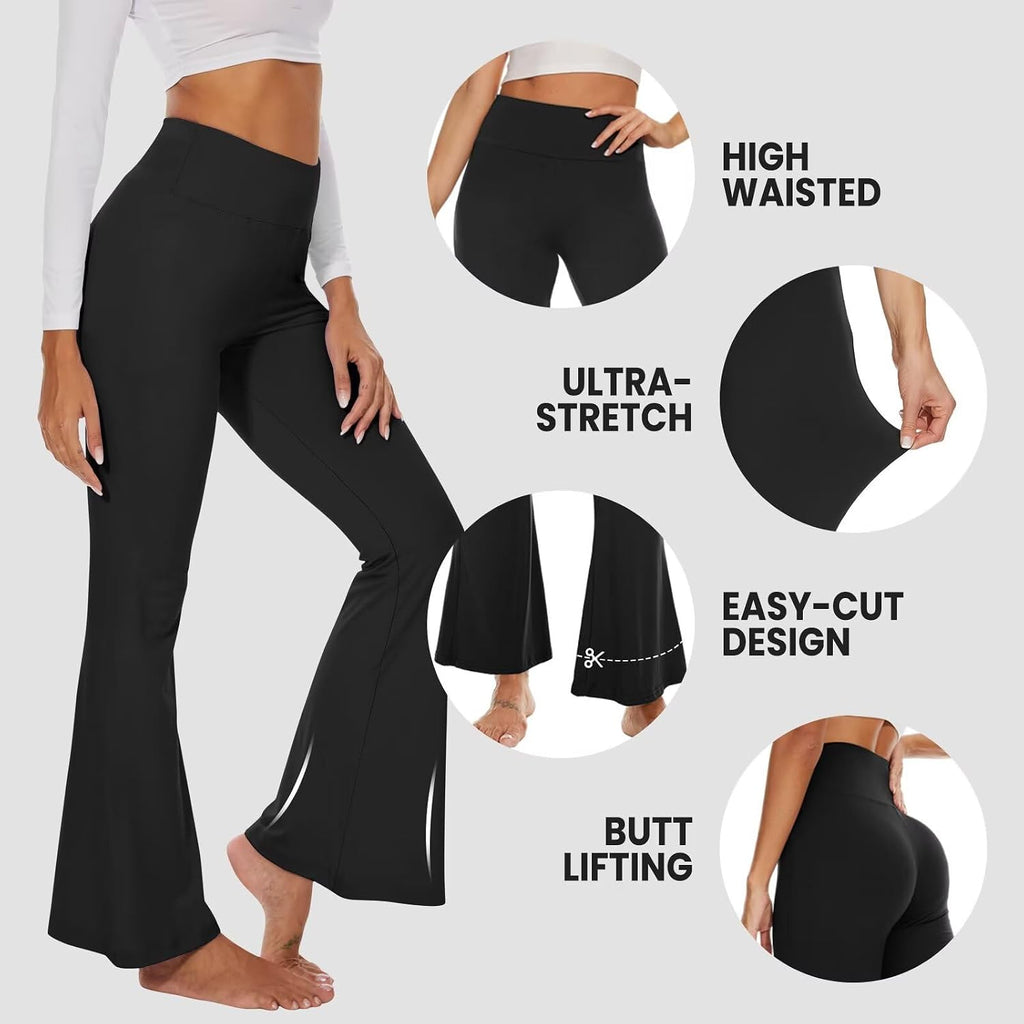Flared Leggings Women Yoga Pants High Waisted Stretchy Trousers UK
