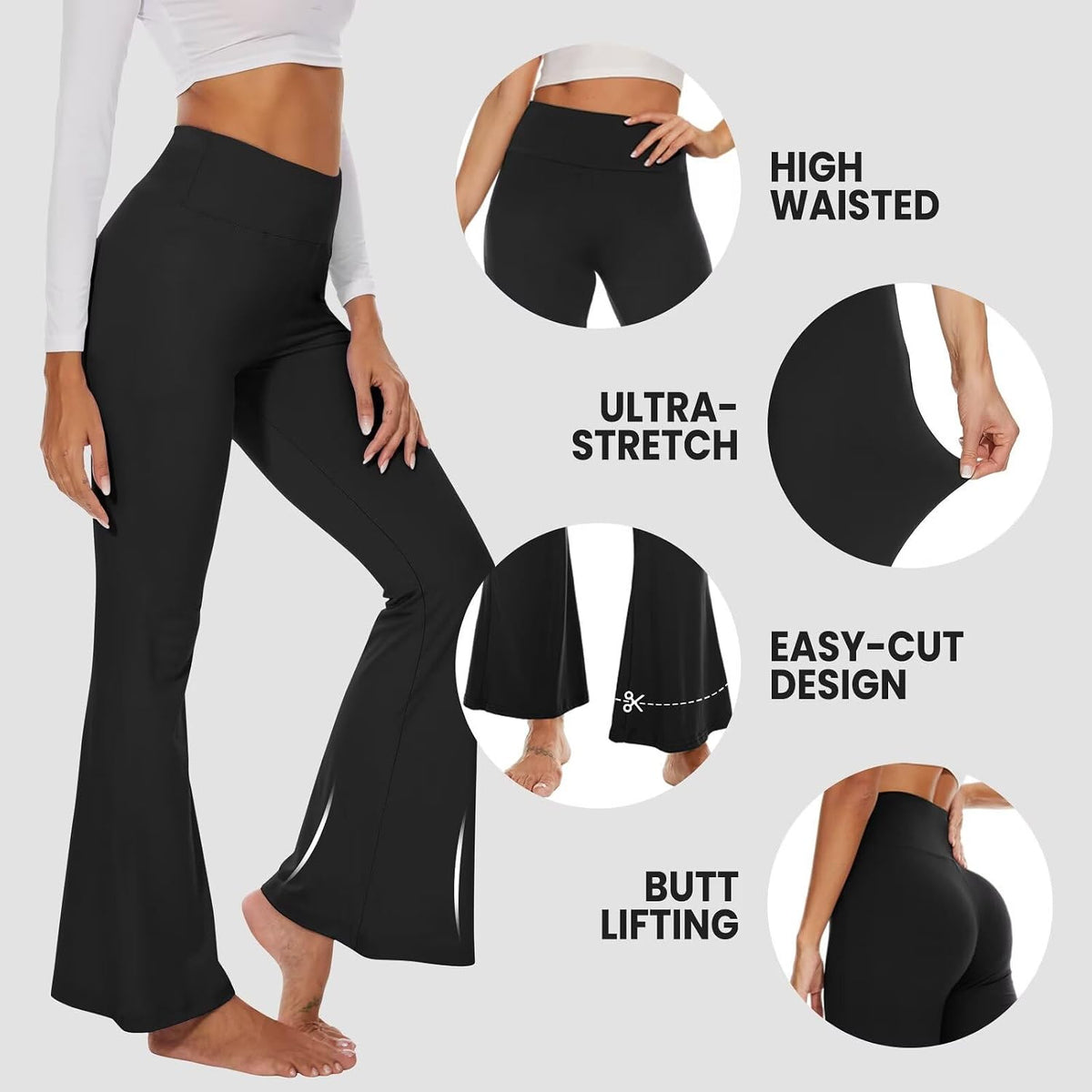 Flared Leggings Women Yoga Pants High Waisted Stretchy Trousers UK